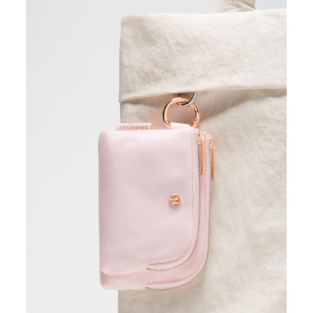 Lululemon Double Zip Clippable Card Pouch Pink Pearl Rose Gold