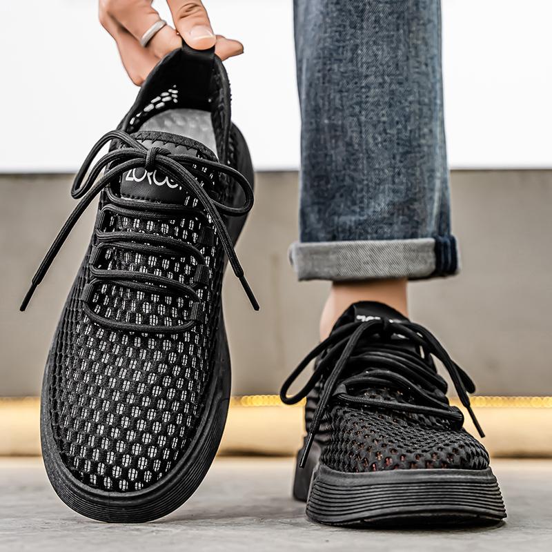 Breathable Sports Running Trend 2026 New Thick Soled Low Top Large Hole Mesh Fashionable Casual Sports Shoes for Men