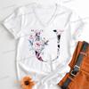 Watercolor Letter C Print Women Vneck Tshirts 26 Initials Flower Retro Classic Tops Alphabet Floral Womens Birthday Gift Tees