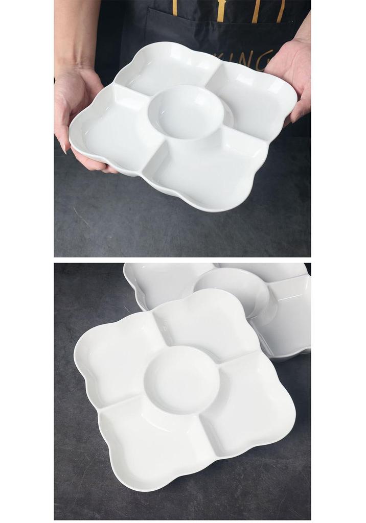 Ceramic Five-Compartment Fruit Platter for Household or Commercial Use
