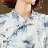 Elegant Summer Chinese Qipao Print Short-Sleeved Dress