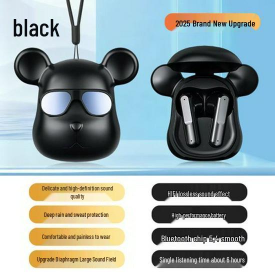 2025 Violent Bear Bluetooth Earphones: Wireless, Mini, High Quality, Long Battery Life, T58 Gift Ornament