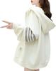 Luxe Relax Long Sleeve Hoodie with Arm Warm Loose Perfect for and A Piece with a Subculture Size Women's Zip-Up Line, Fall/Winter Style, Outerwear,