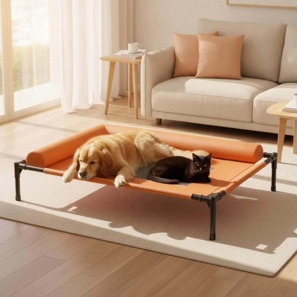 Elevated Resting Bed Framed Mesh Pet Cushion Raised Lounger Sleeping Area for