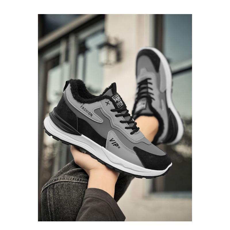 Men's Sports Shoes, Waterproof Anti-slip Safety Trendy Shoes, Fleece-lined Warm Cotton Shoes.