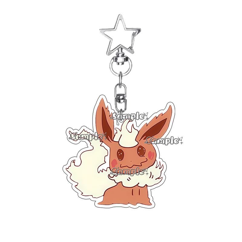 Creative Anime Eevee Leafeon Glaceon Umbreon Jolteon Anime Double-sided Printing Acrylic Keychain Key Ring Jewelry  Accessories