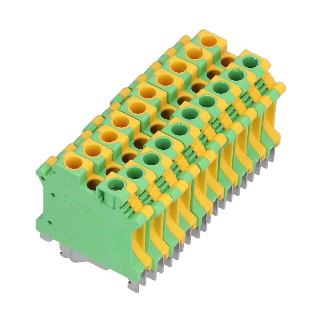 50Pcs DIN Rail Mount Terminal Grounding Terminals Block for Electrical Connections USLKG‑6