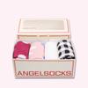ANGEL SOCKS Set 2_Pink Package Pink Fashion Pink Socks Pink Coordination Flower Socks Check Socks Sock Fashion