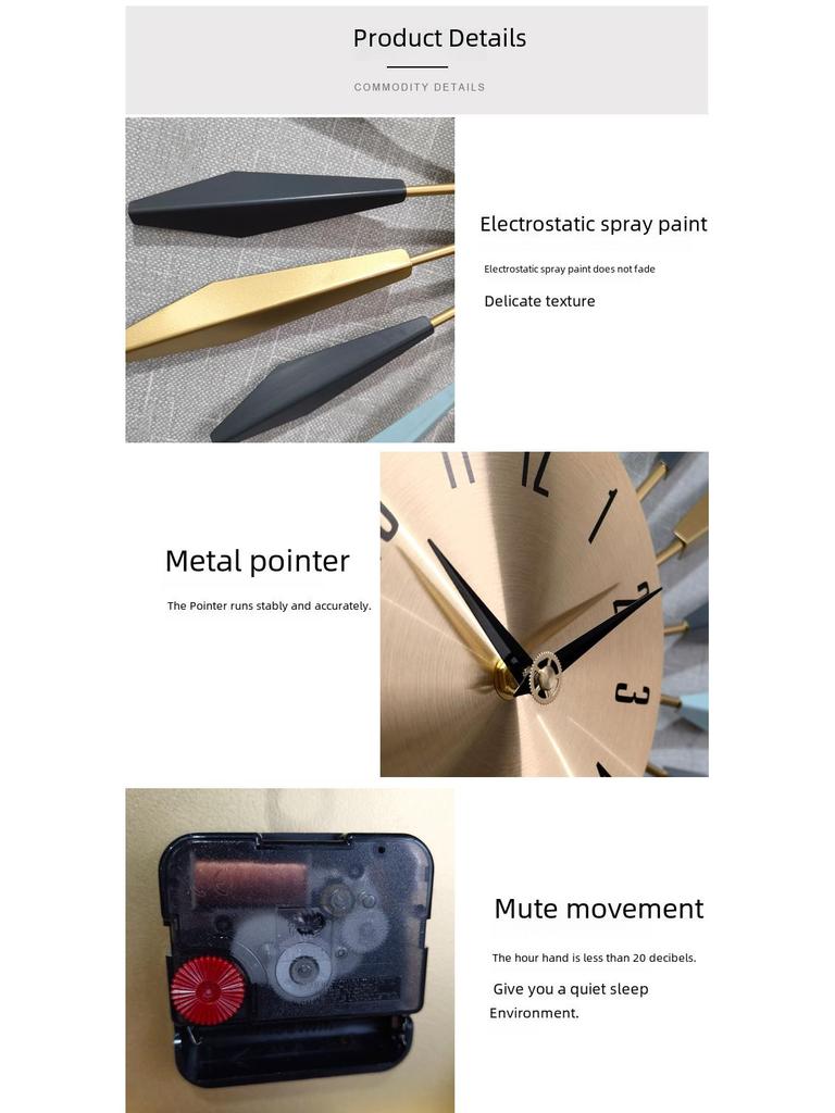 European Luxury Iron Wall Clock for Living Room or Patio Decor