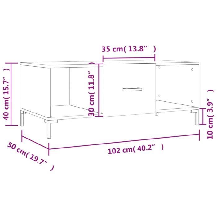 VidaXL Table basse noir 102x50x40 cm bois d'ingénierie 829301