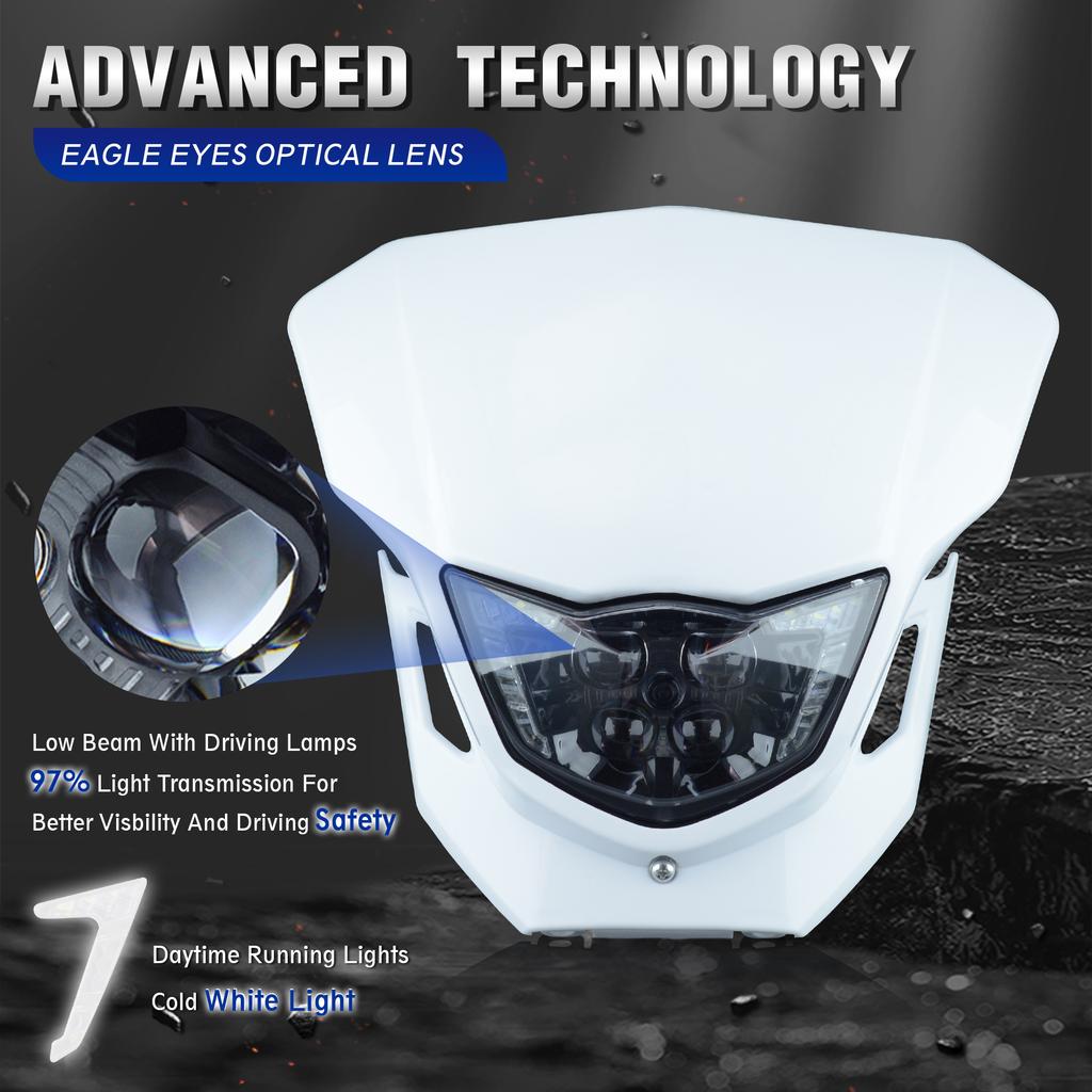 PowerZone LED Motorcycle Headlight For Yamaha WR250F WR450F YZ250F YZ450F 250F 450F MX Enduro Dirt Bike Head Light