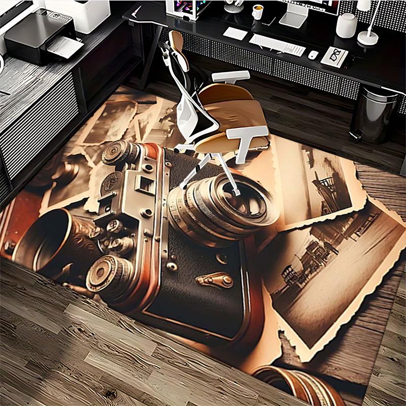1pc Vintage Camera & Old Photos Chair Mat - Office Desk Pad, Non-Slip Carpet for Home Decor, Suitable for All Seasons, Festive Gift.P018