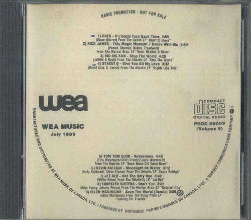 CD РАЗЛИЧНЫЕ  Wea Music  Июль 1989   Том. 9 PROC89009 WEA 1989 Канада Рок Использованный