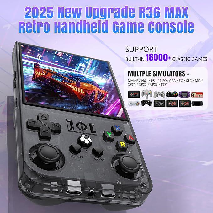 R36sMAX Handheld Game Console: 4.0-inch HD Screen, Dual Joystick, Retro Arcade Style