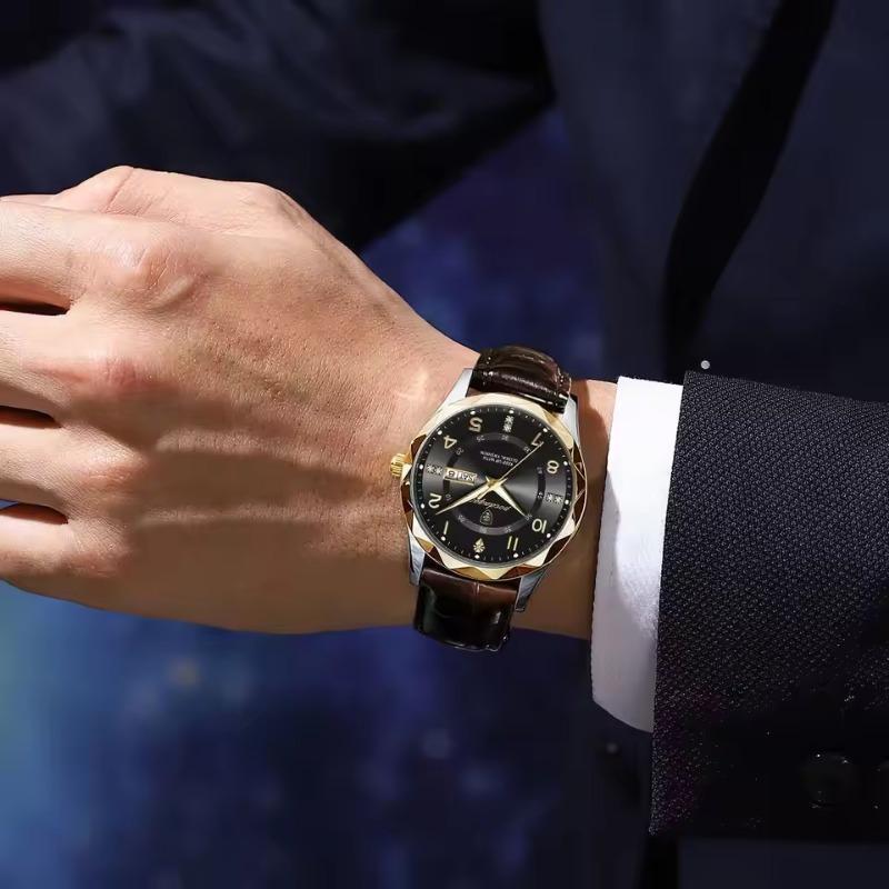 POEDAGAR Orologi di Lusso di Alta Qualità per Uomo Sportivi Quarzo Pelle Impermeabile Luminosi Data Giorno Orologio Maschile Reloj