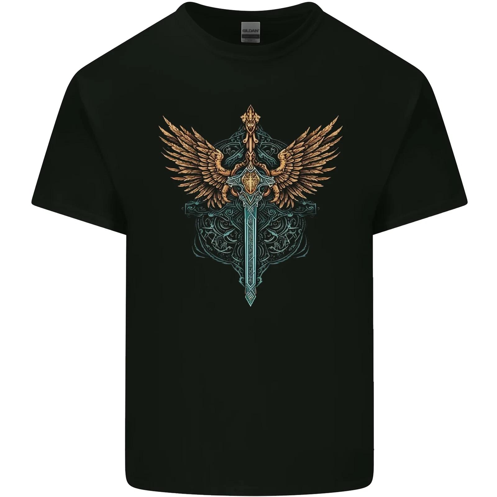 A Viking Sword With Wings Excalibur Tribal Kids T-Shirt Childrens 2XL