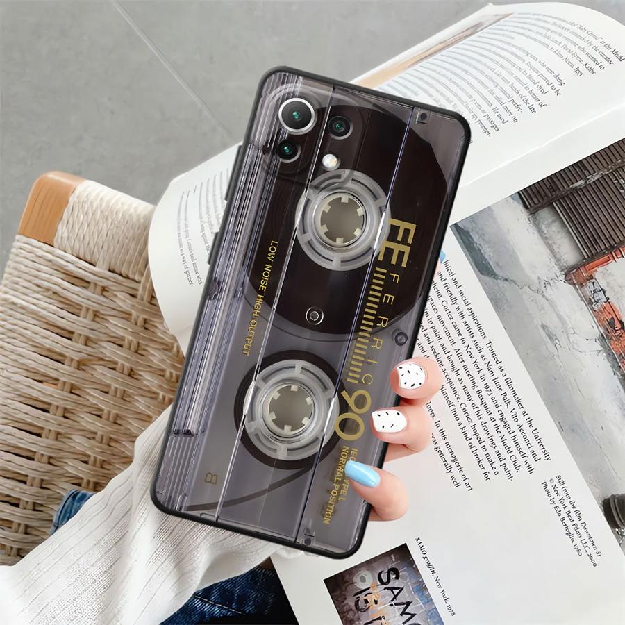 Black Soft Phone Cover Case for Xiaomi Mi 10T 11T 12T Pro 11 12 13 Lite 13 14 15 Pro 12X Retro Cassette Tape
