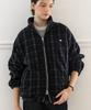 Ourhope Penny Check Fleece Zip-Up Jacket - Black