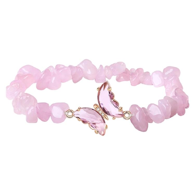 Healing Crystals Bracelet With Irregular Gemstones Beads Butterfly Decoration Adjustable Jewelry For Relaxation