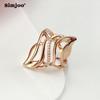 Zircon Rose Gold Hollow Flame Ring Women Fashion Jewelry Adjustable Stackable Statement Accessory
