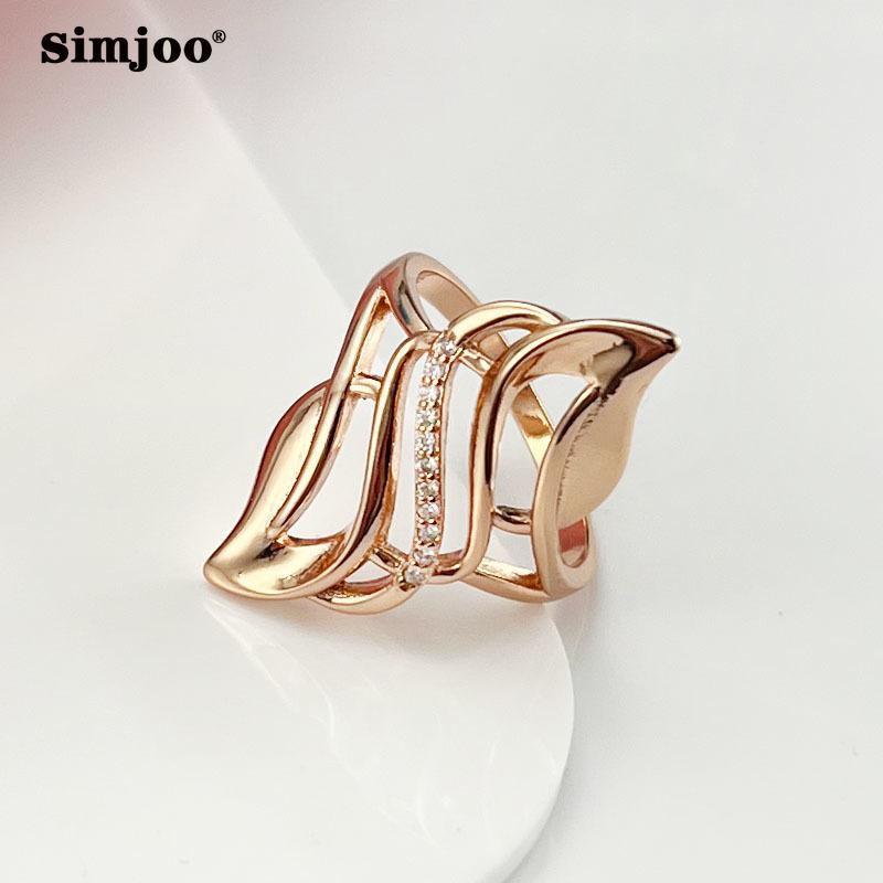 Zircon Rose Gold Hollow Flame Ring Women Fashion Jewelry Adjustable Stackable Statement Accessory
