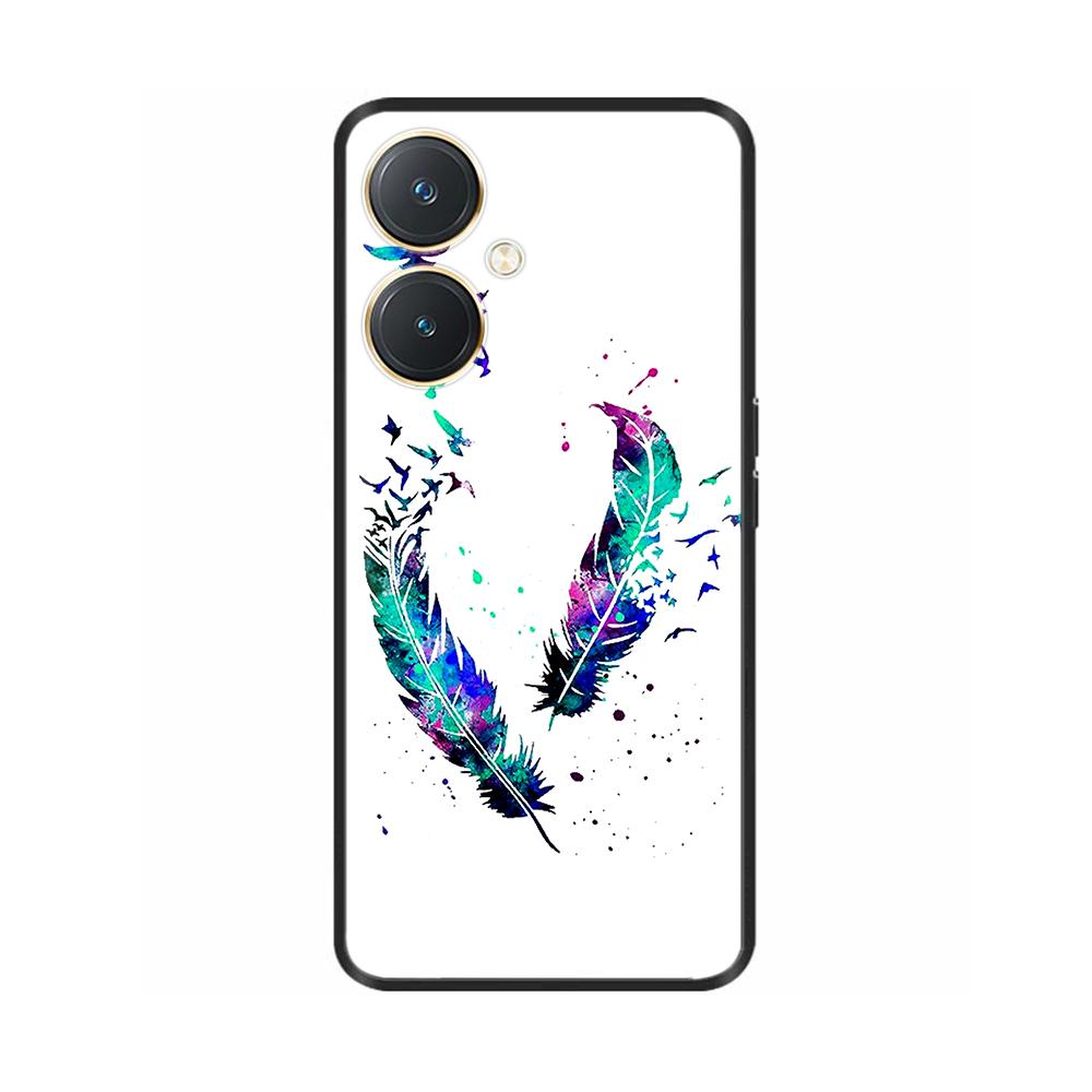 For Vivo Y27 Y27s Case Fashion Flowers Black Soft Coque Silicone Shockproof TPU Phone Cover Funda for Vivo Y27 Y 27 Bumper V2249