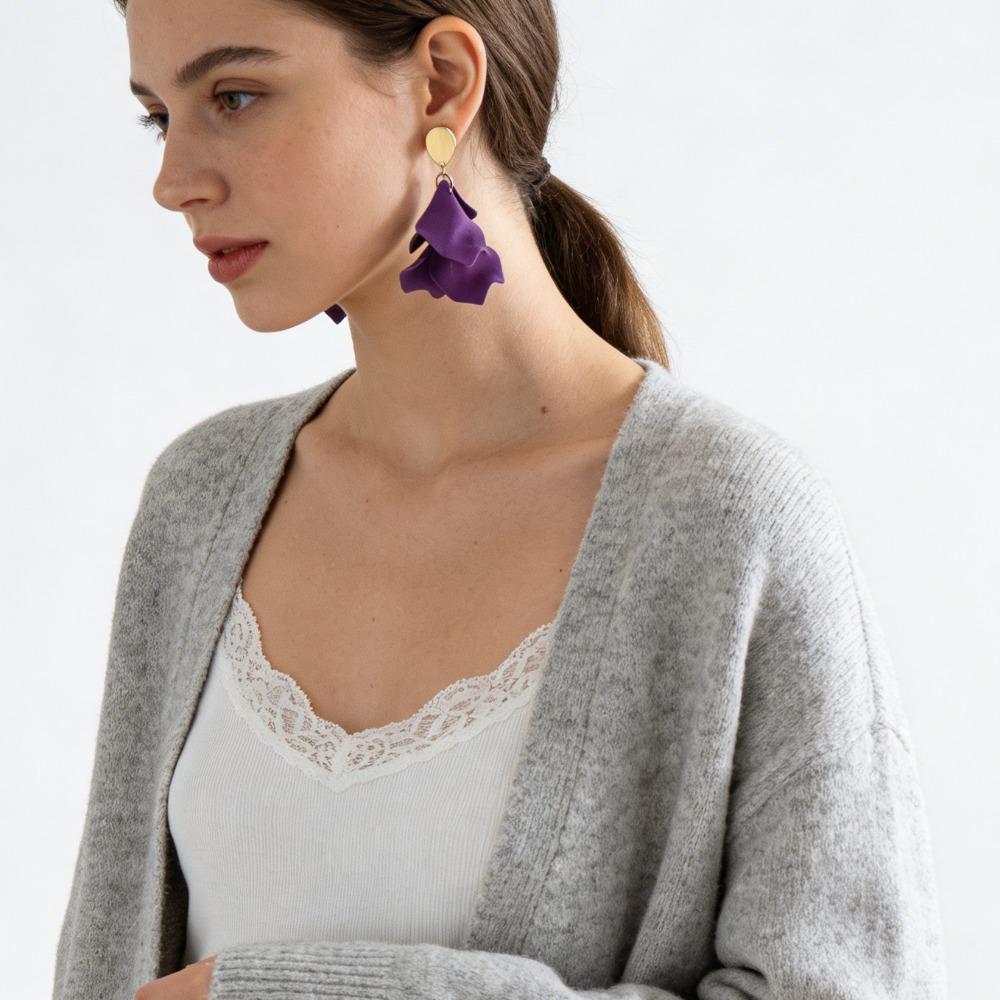 Pendientes Irregulares de Borla de Pétalos para Mujer, Diseño Exagerado Statement, Joyería de Moda de Lujo Ligero
