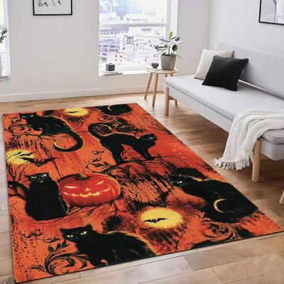 Halloween Black Cats Floor Rug Carpets for Living Room Flannel Memory Foam Large Carpet Area Rugs