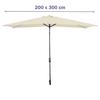 Parasol rectangulaire - MARBUENO SUMMER - 200x300 cm - Beige - 8 baleines en acier - Toit type cheminée