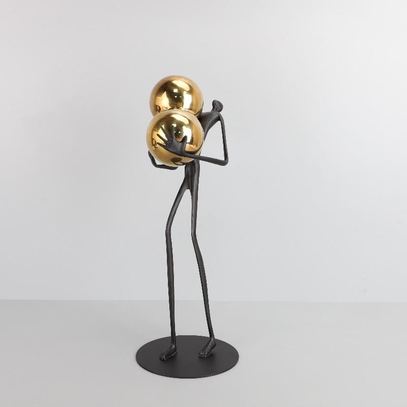 Modern Figurines Metal Ball Bearer Figurine Aesthetic Creative Art Sculptures Luxury Living Room Ornaments Home Decorations