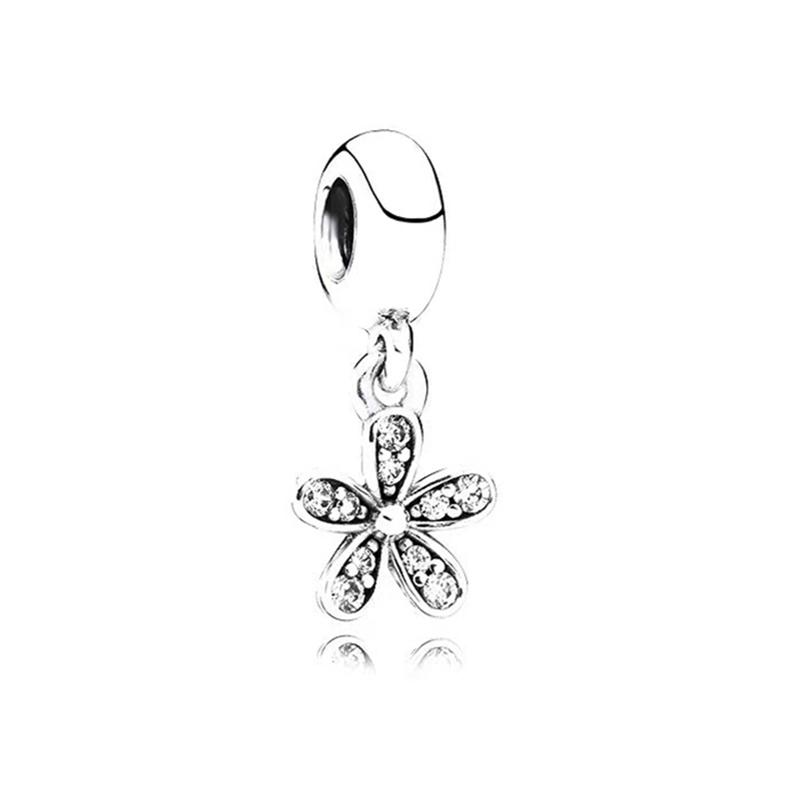 Sparking Heart Flower Clip Charm Beads Pendant Fit Original Snake Silver Bracelet Necklace Beads For Diy Jewelry Women Gift