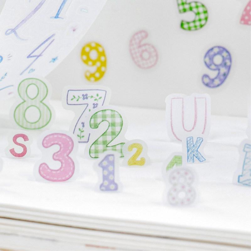 Gradient Color Journal Stickers: Numbers & Letters on Die-Cut Tracing Paper Tape for Daily Composition