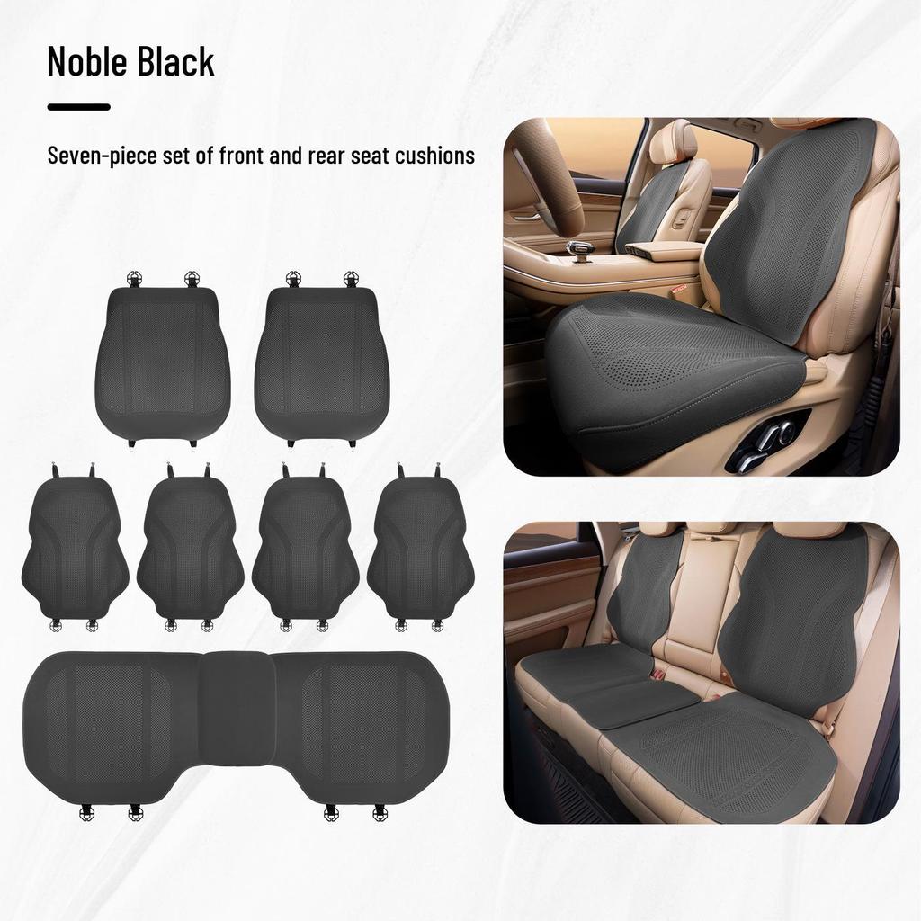 Denza Four Seasons Breathable Car Seat Cushion - Comfortable, Thin Plush, Single-Piece Cover