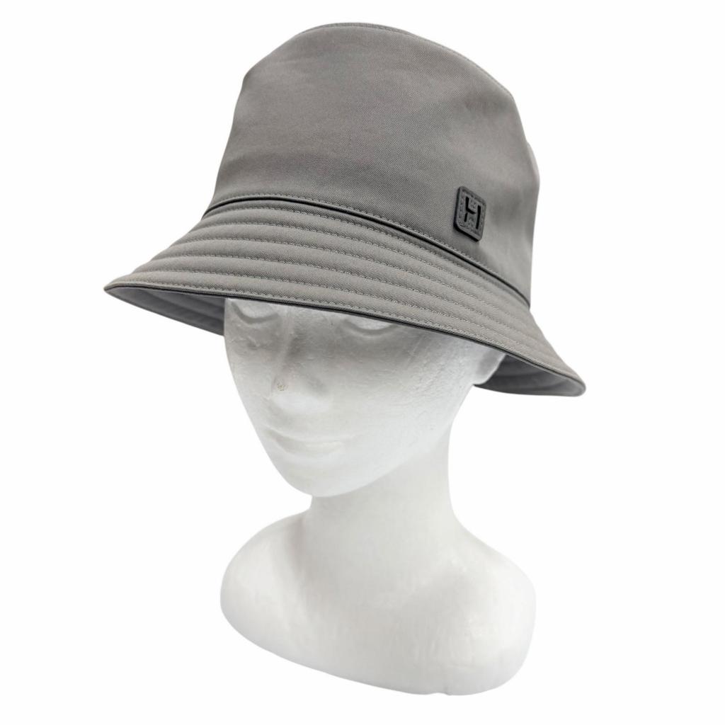 Excellent HERMES Hat Bucket with H Logo Patch Cotton Mens Used