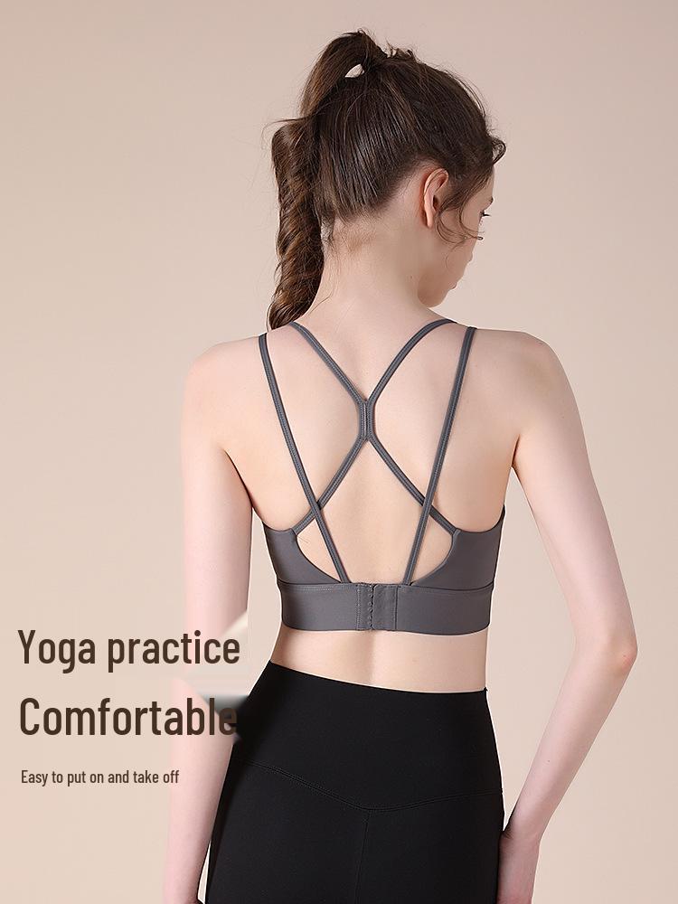 Women's High-Impact Sports Bra with Cross Straps and Shockproof Support