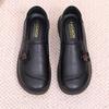 Women Leather Shallow Flat Sole Shoes Spring Autumn New Soft Sole Non Slip Round Toe Slip On Middle Aged And Elderly Casual Shoe