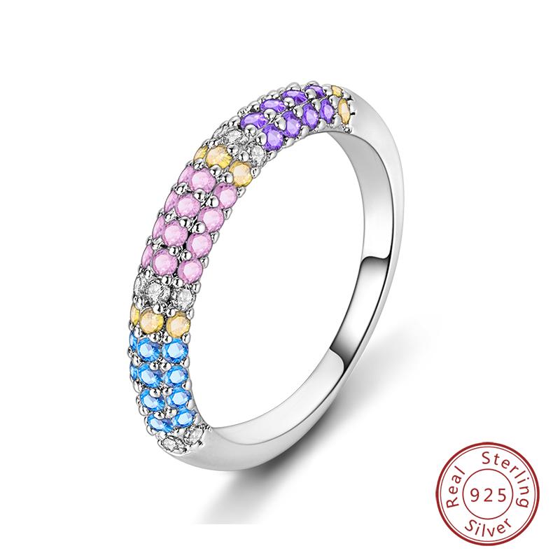 Rings For Women 925 Silver Heart Shaped Cross Crown Rings Sparkling Colorful Zircon Wedding Engagement Jewelry Gifts