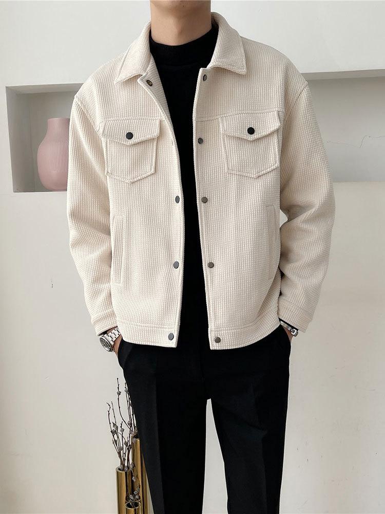 

Мужская шерстяная куртка от интернет-знаменитости, корейская версия тренда, повседневная хулиганская, красивая вафельная, новая, топ, осенне-зимняя куртка в стиле милитари S