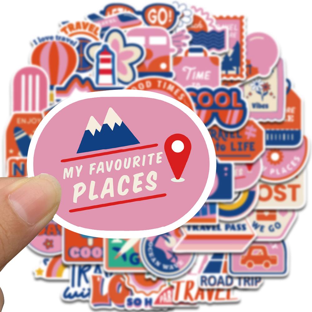 50PCS Travel Stickers Stationary Nostalgia Laptop Luggage Card Aesthetic Creative DIY Gift Art Picture Gifts Coffee Sticker