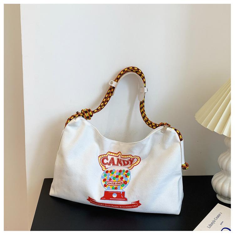 

Bag Women s 2025 New Fashion Trend Canvas Bag Simple Casual Large Capacity Student School Bag Shoulder Bag красный