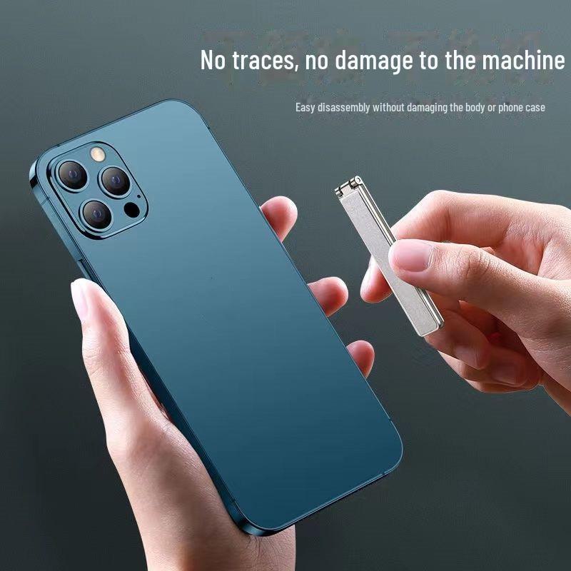 Portable Mini Foldable Phone Stand with Invisible Adhesive and Cute Pull Ring