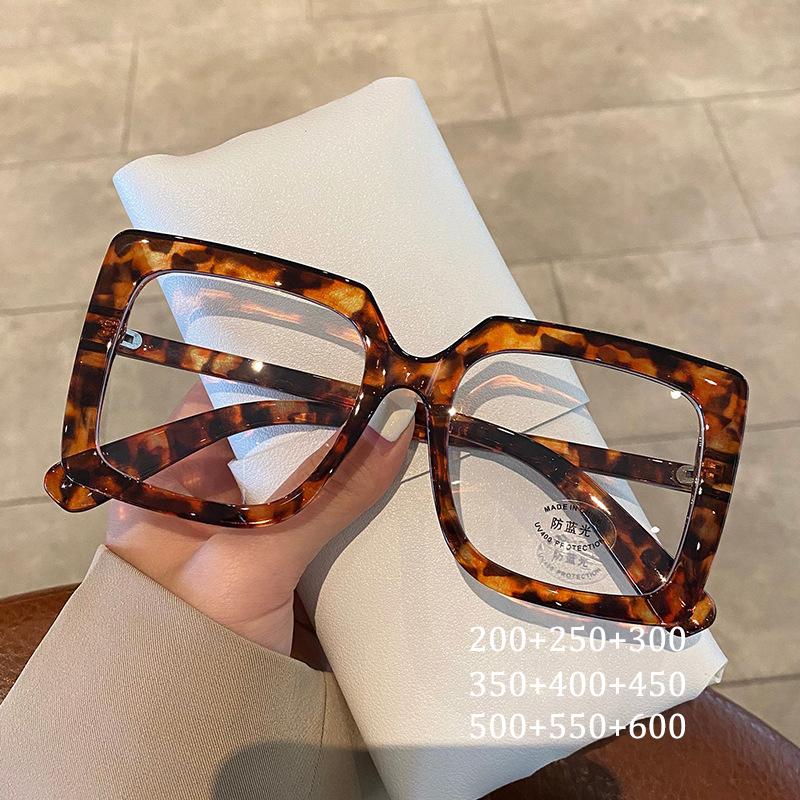 Prescription Square Reading Glasses Unisex Women Men's Anti Blue Light Eyewear Fashion Big Frame Reading Compute Glasse +1.0 To
