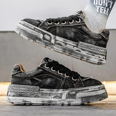 De Nieuwe Zomer 2025 Denim Trendy en Modieuze Casual Schoenen, Dikke Zool Hoogteverhogende Herenschoenen