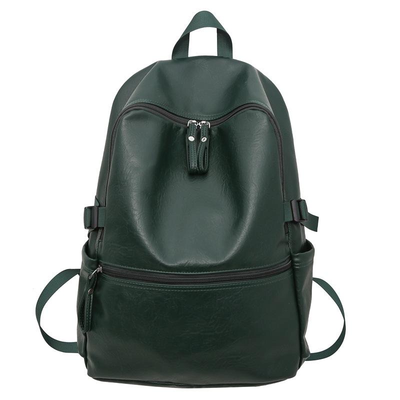 Retro PU Schoolbag Female College Student High School Junior High School Student Simple Large Capacity Computer Backpack Male Commuter Backpack Tide