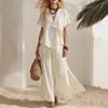 2026 New Foreign Trade Summer Women's Fashion Casual Small Fresh Irregular Short-sleeved Top Slit Wide-leg Pants