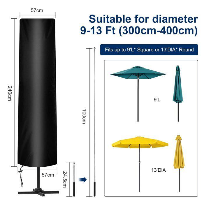 Housse de parasol - AIMOONSA - Deporte - Tissu Oxford 210D imperméable - 240×57/57 cm - Perche télescopique