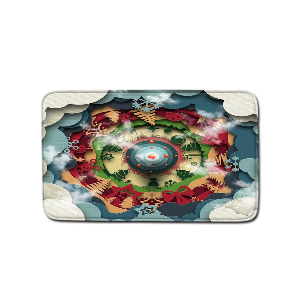 Christmas Shower Curtain Floor Mat Combination Four-Piece Set Bathroom Toilet Carpet Shower Room Mat Foot Mat