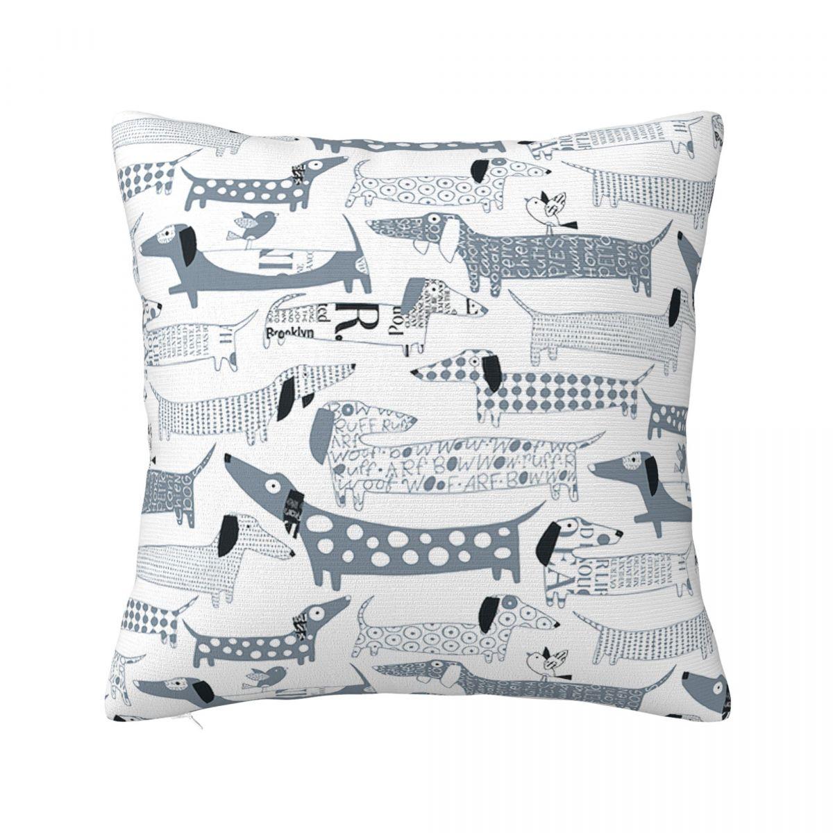 Cute Dachshund Dog Square Pillow Case Polyester Decorative Pillow Animal Novelty Cushion Covers 30x30cm 12x12in