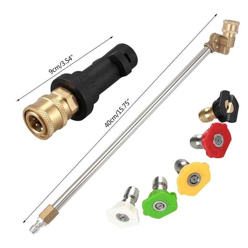 Pressure Washer Extension Wand Stainless Steel Spray Rod With 5 Nozzles Coupler Extension Rod Replacement