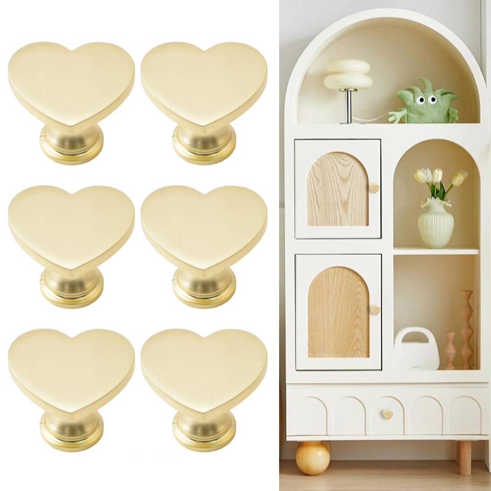 Elegant Cabinet Pulls Heart Shaped Knobs Anti-Tarnish Treatment Decorative Furniture Knobs Easy Installation Screws For Closets